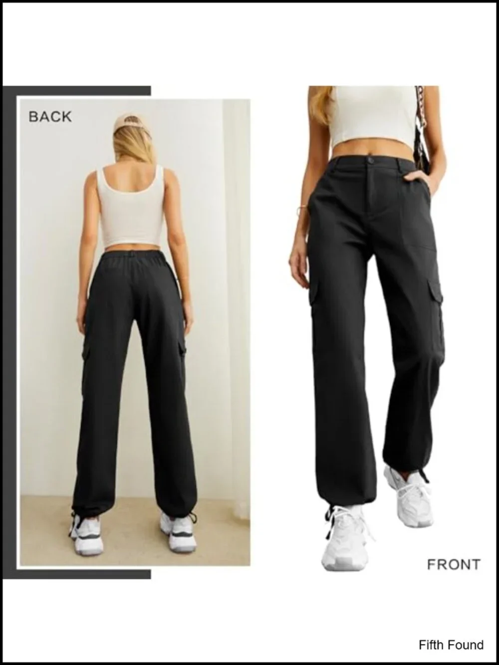 High Waisted Cargo Pants with 6 Pockets Drawstring Ankle Cuffs Y2K Streetwear